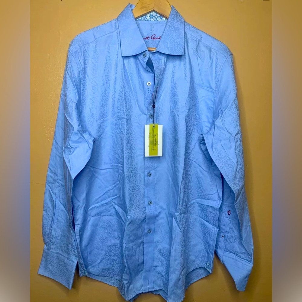Robert Graham men’s XL Dress Shirt Blue Button Down Collar Long Sleeve